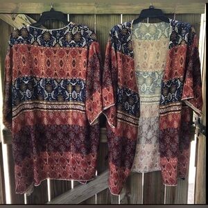 NWT Esprela Colorblock Floral Open Front Kimono Style Wrap or Cover-Up One Size